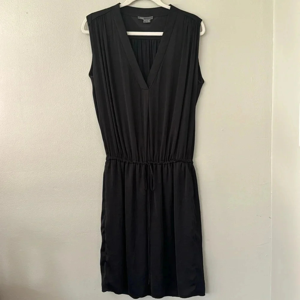 Vince V Neck Drawstring Waist Dress
